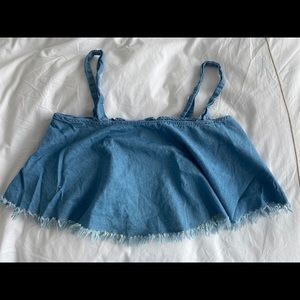 Forever 21 Denim Print Crop Top